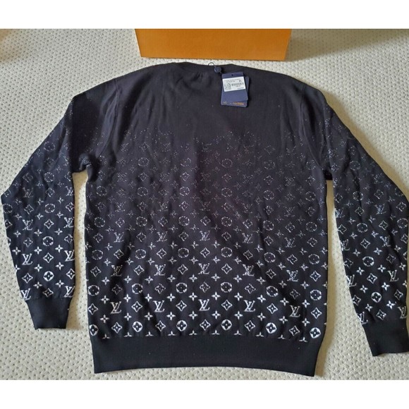 NWT Authentic Louis Vuitton Monogram Degrade Crew neck Sweater BLACK XL, 1A8A1R - Picture 6 of 8